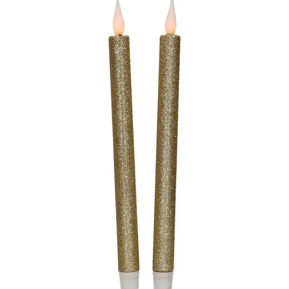 Feeric lights & Christmas LED dinerkaarsen - 2x - goud - 28x2cm New