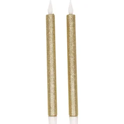 Feeric lights & Christmas LED dinerkaarsen - 2x - goud - 28x2cm New