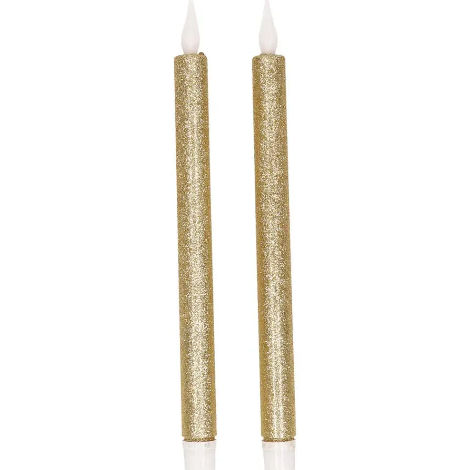 Feeric lights & Christmas LED dinerkaarsen - 2x - goud - 28x2cm New
