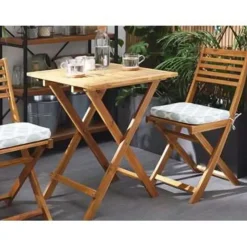 Beliani FIJI - Bistroset voor 2 - Lichte houtkleur /Groen - Acaciahout Best