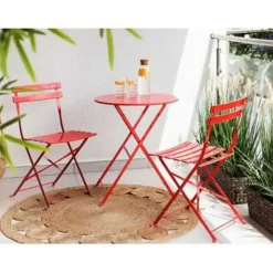 Beliani FIORI - Bistroset voor 2 - Rood - Staal Discount