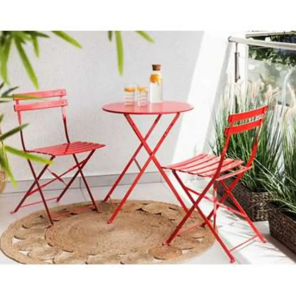 Beliani FIORI - Bistroset voor 2 - Rood - Staal Discount
