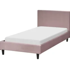 Beliani FITOU - Eenpersoonsbed - Lichtroze - 90 x 200 cm - Fluweel Discount