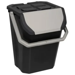 5five Afvalbak/vuilnis klepdeksel - kunststof - zwart - 37L Online
