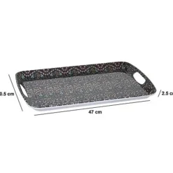 5five Design dienblad van melamine - 47 x 30 cm - flowers print antraciet Hot