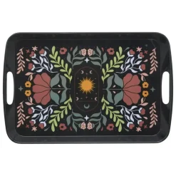 5five Design dienblad van melamine - 47 x 30 cm - flowers print zwart Online