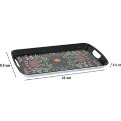 5five Design dienblad van melamine - 47 x 30 cm - flowers print zwart Online