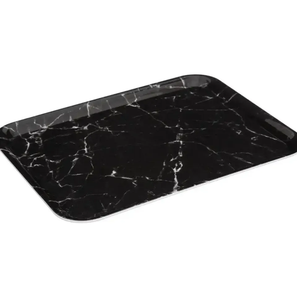 5five Dienblad/serveer tray Marble - Melamine - zwart -33 x 43 cm Outlet
