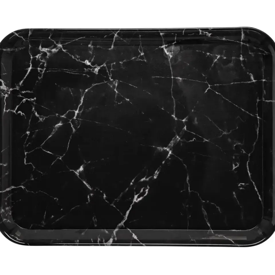 5five Dienblad/serveer tray Marble - Melamine - zwart -33 x 43 cm Outlet