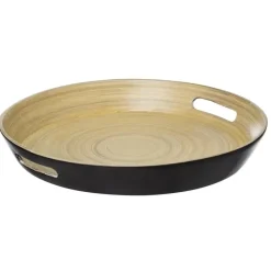 5five Dienblad/serveerblad - bamboe zwart - handvaten - D42 cm Online