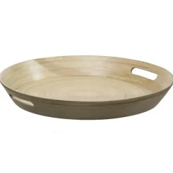 5five Dienblad/serveerblad - bamboe bruin - handvaten - D42 cm Sale