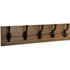 5five Kapstok - kastanjebruin - 5haaks - MDF/ijzer - 50 x 8.5 x 14 cm Online