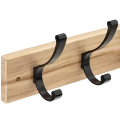 5five Kapstok rek voor wand/muur - lichtbruin/zwart - 4x ophanghaken Clearance