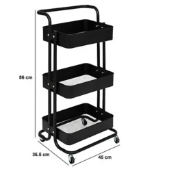 5five Keuken/badkamer opberg trolley - 3 laags - zwart Online