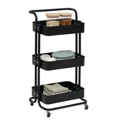 5five Keuken/badkamer opberg trolley - 3 laags - zwart Online