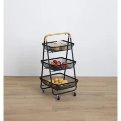 5five Keuken/badkamer opberg trolley - 3 laags - zwart Clearance
