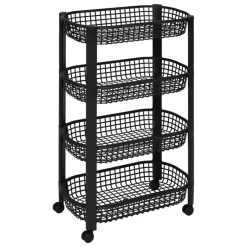 5five Keuken/badkamer trolley 4 laags - 46 x 25 x 79 cm - zwart Sale