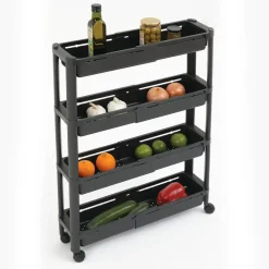5five Keuken/badkamer trolley 4 laags - 37 x 15 x 79 cm - zwart Best