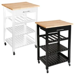 5five Keukentrolley - met lade - zwart/bruin - 87 x 58 x 48 cm Best