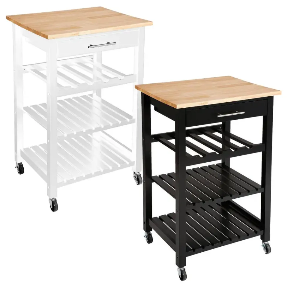 5five Keukentrolley - met lade - zwart/bruin - 87 x 58 x 48 cm Best