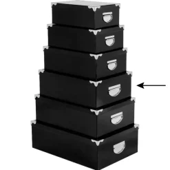 5five Opbergdoos/box - zwart - L40 x B26.5 x H14 cm - Karton Hot