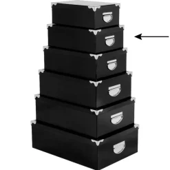 5five Opbergdoos/box - zwart - L32 x B21.5 x H12 cm - Karton Outlet