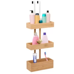 5five Opbergmanden deur - 3-laags - bamboe - bruin - 28x19x75cm Discount