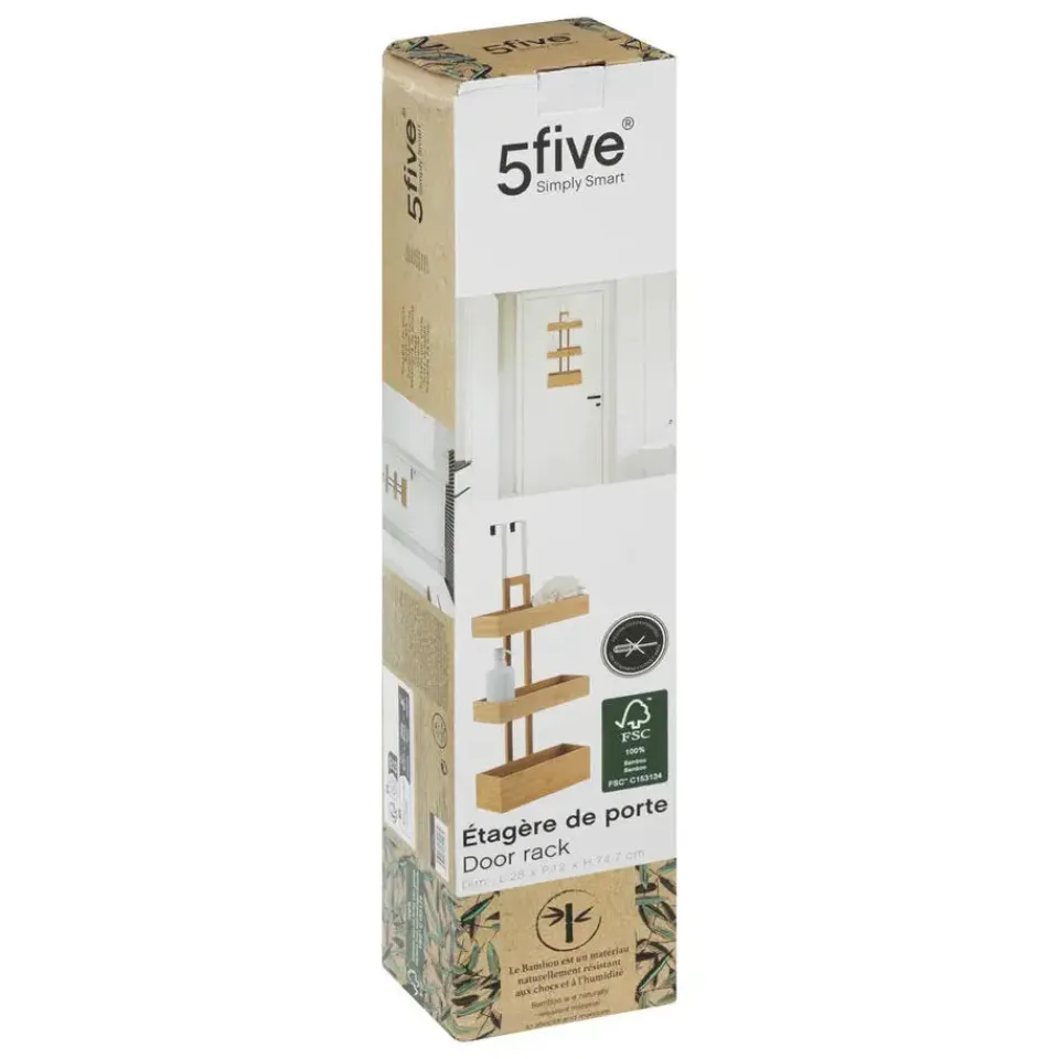5five Opbergmanden deur - 3-laags - bamboe - bruin - 28x19x75cm Discount