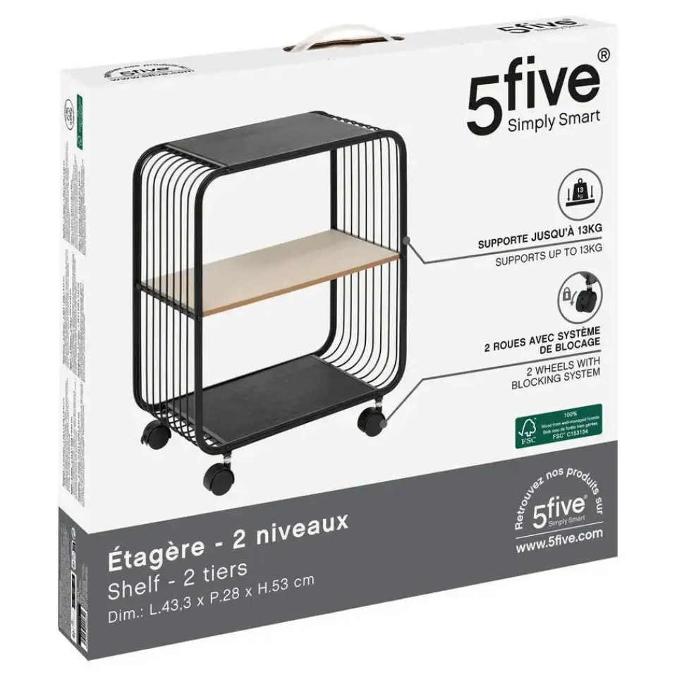 5five Opbergrekje 2 laags met planken - metaal - 43 x 28 x 53 cm Discount