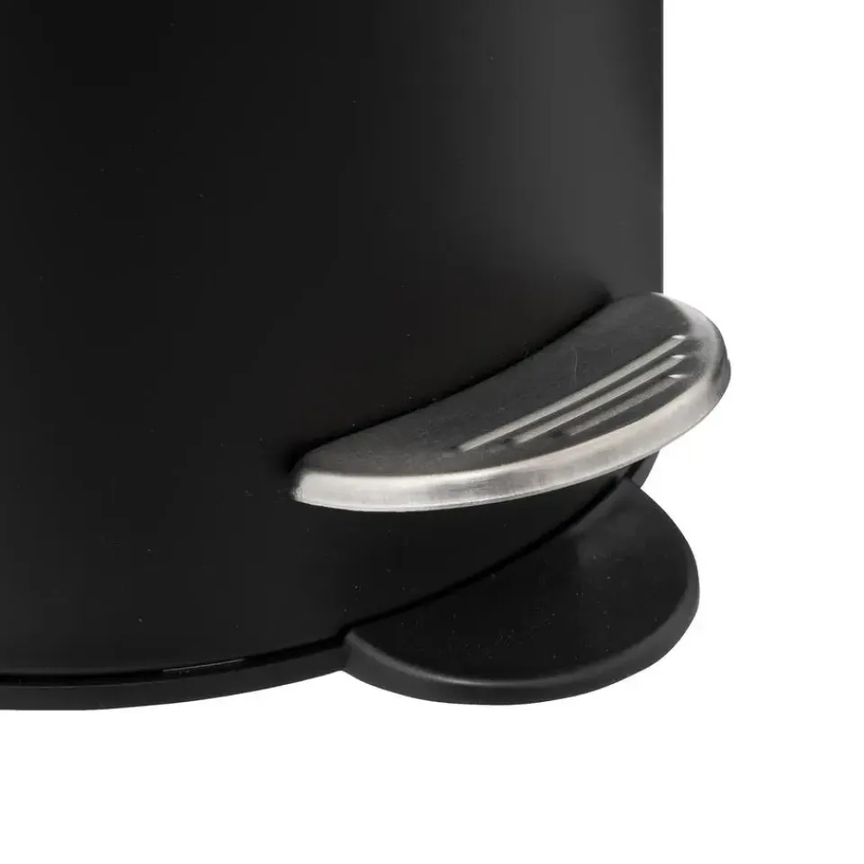 5five Pedaalemmer - zwart - metaal - 3L - 23 cm - soft close Hot