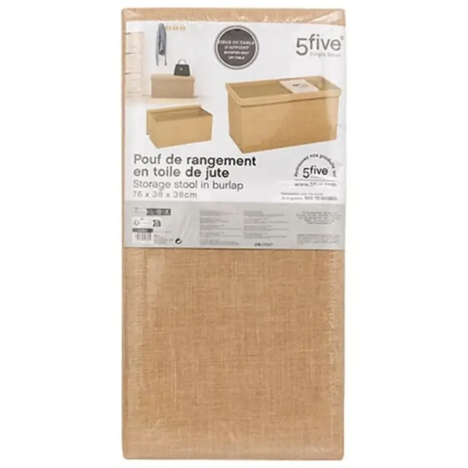 5five Poef/hocker - opbergbox - beige - PU/MDF - 38 x 76 cm New