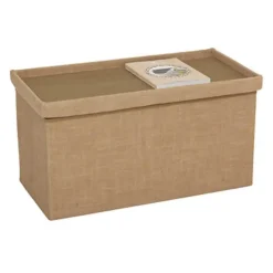 5five Poef/hocker - opbergbox - beige - PU/MDF - 38 x 76 cm New