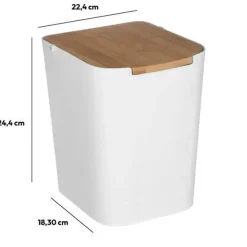 5five Five Prullenbak - 5 liter - bamboe - wit/lichtbruin - 24 x 19 cm Discount