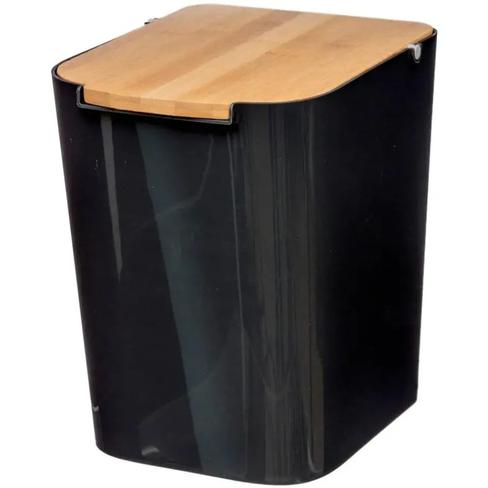 5five Five Prullenbak - 5 liter - bamboe - zwart/lichtbruin - 24 x 19 cm Hot