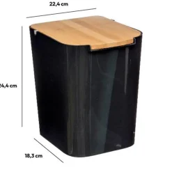 5five Five Prullenbak - 5 liter - bamboe - zwart/lichtbruin - 24 x 19 cm Hot