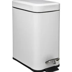 5five Prullenbak/pedaalemmer wit - rvs metaal - 5L - 14x29x30 cm Clearance