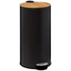 5five Prullenbak/pedaalemmer Bamboe - zwart - 30L - 38 x 29 x 60 cm Best