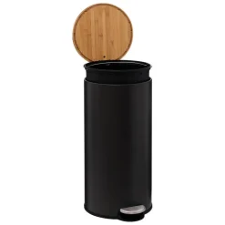 5five Prullenbak/pedaalemmer Bamboe - zwart - 30L - 38 x 29 x 60 cm Best