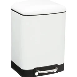 5five Prullenbak/pedaalemmer - wit - metaal - 6 liter - 23 x 32 cm Online