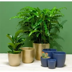 Floran Bloempot - parelgoud - keramiek - binnengebruik - 32 x 27 cm New