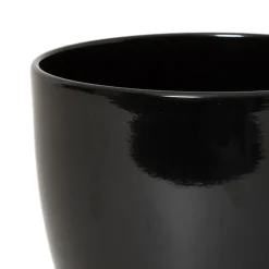 Floran Bloempot/plantenpot Boule - zwart - keramiek - 15 x 13 cm