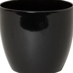 Floran Bloempot/plantenpot Boule - zwart - keramiek - 25 x 22 cm Clearance