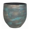 Floran Plantenpot - blauw / goud - keramiek - 14 cm Hot