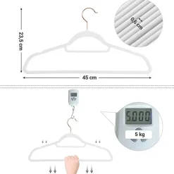 Merkloos Fluwelen kledinghangers, Set van 50, Antislip, Wit en Rosé Goud Online