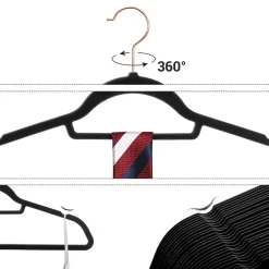 Merkloos Fluwelen Kleerhanger, 50 stuks, Anti-slip, 45 cm lang, Zwart en Rosé Goud Sale