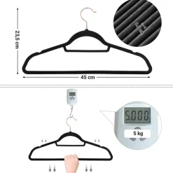 Merkloos Fluwelen Kleerhanger, 50 stuks, Anti-slip, 45 cm lang, Zwart en Rosé Goud Sale