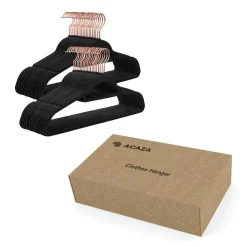 Merkloos Fluwelen Kleerhanger, 50 stuks, Anti-slip, 45 cm lang, Zwart en Rosé Goud Sale