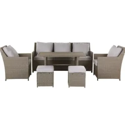 Beliani FONTI - Loungeset voor 5 - Natuurlijk - PE rotan New