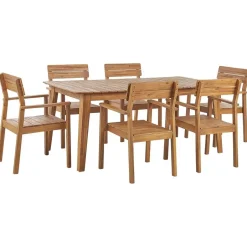 Beliani FORNELLI - Tuinset voor 6 - Lichte houtkleur - Acaciahout Clearance