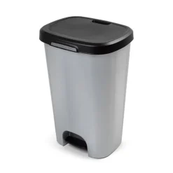 Forte Plastics Pedaalemmer - grijs - vuilnisbak met deksel - 50 l Hot